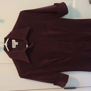 Suede look burgundy coat dress